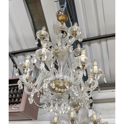 325 - CHANDELIERS, a pair, each twelve branch, cut glass, 110cm drop, approx each. (2)