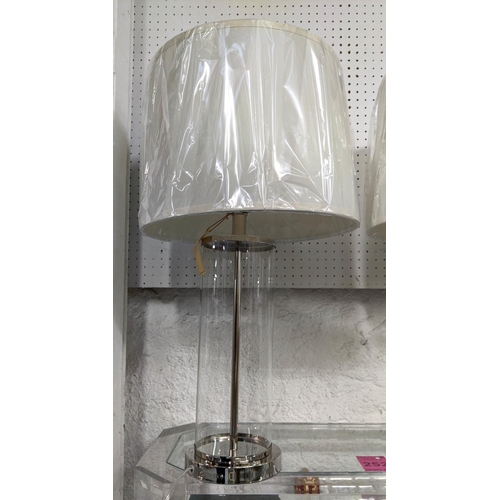 348 - LAUREN RALPH LAUREN HOME TABLE LAMPS, a pair, 72cm H, polished metal and glass with shades. (2)