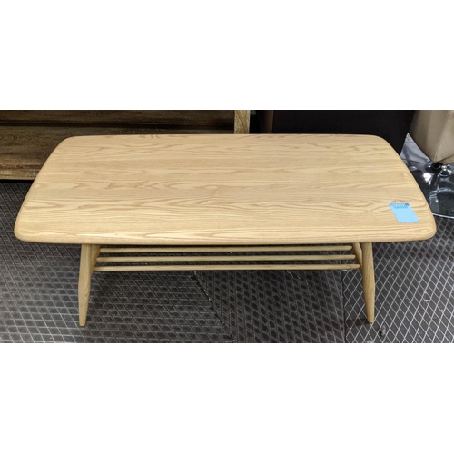 409 - ERCOL 459 COFFEE TABLE by Lucian Ercolani, 105cm x 50cm x 40cm H, bears label.