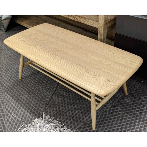 409 - ERCOL 459 COFFEE TABLE by Lucian Ercolani, 105cm x 50cm x 40cm H, bears label.