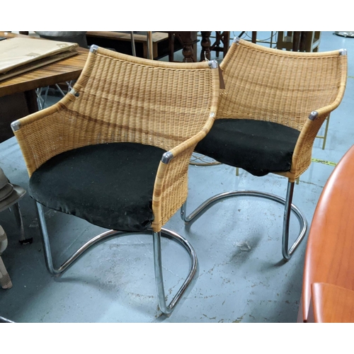 417 - PIERANTONIO BONACINA CHAIRS, a pair, rattan with upholstered seat cushions, 79cm H x 58cm. (2)