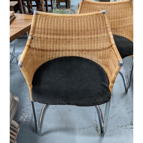 417 - PIERANTONIO BONACINA CHAIRS, a pair, rattan with upholstered seat cushions, 79cm H x 58cm. (2)