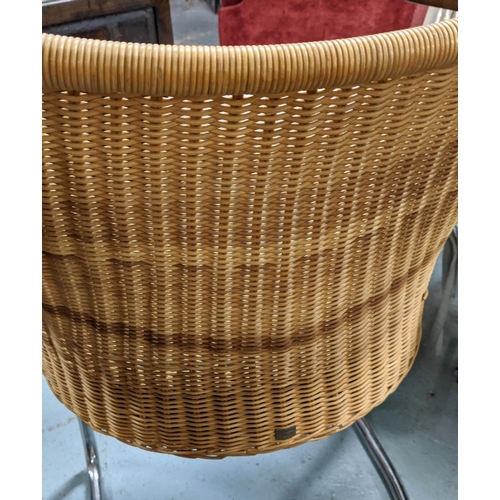 417 - PIERANTONIO BONACINA CHAIRS, a pair, rattan with upholstered seat cushions, 79cm H x 58cm. (2)