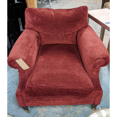 421 - ARMCHAIR, 97cm W x 86cm H, in rosset chenille.