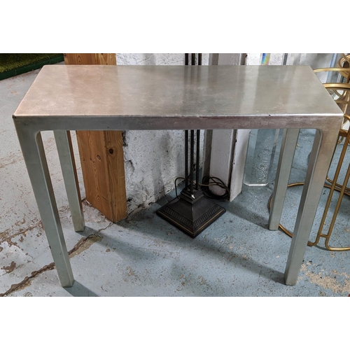 422 - CONSOLE TABLE, 35cm D x 78cm H x 92cm W in a metallic leaf effect.