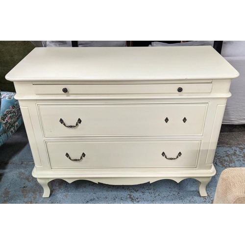 427 - CHEST, 113cm W x 52cm D x 86cm H, and small bedside, 50cm W x 50cm D x 65cm H. (2)