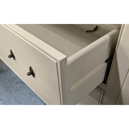 427 - CHEST, 113cm W x 52cm D x 86cm H, and small bedside, 50cm W x 50cm D x 65cm H. (2)