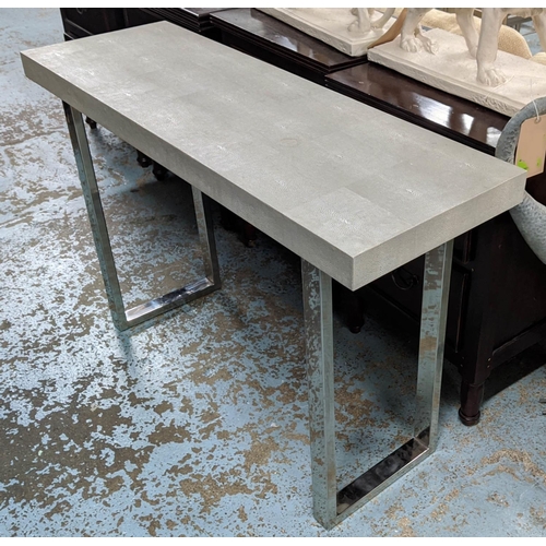 434 - CONSOLE TABLE, 120cm x 40cm x 78cm, faux shagreen top.