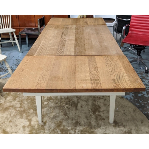 447 - CHALON DRAW-LEAF KITCHEN/DINING TABLE, 261cm L extended x 78cm H x 90cm D with an oak top on a cream... 