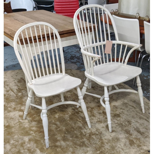 448 - CHALON KITCHEN/DINING CHAIRS, a set of seven, the carver 54cm W x 104cm H in a cream finish. (7) (in... 