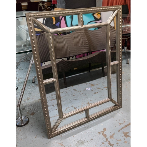 456 - CONTINENTAL STYLE WALL MIRROR, 99cm x 78cm, marginal mirrored frame, silvered detail.