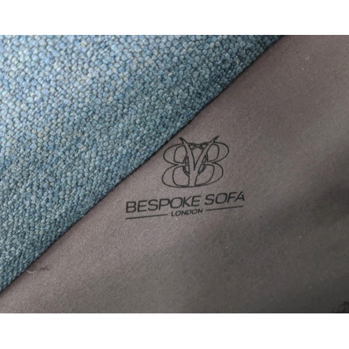 470 - BESPOKE SOFA LONDON SOFA, blue fabric upholstered, 220cm x 100cm x 78cm.