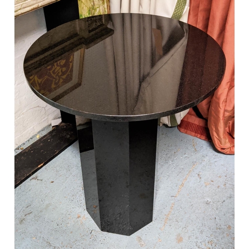 476 - CENTRE TABLE, 66cm x 81cm H, Art Deco style black stone construction.