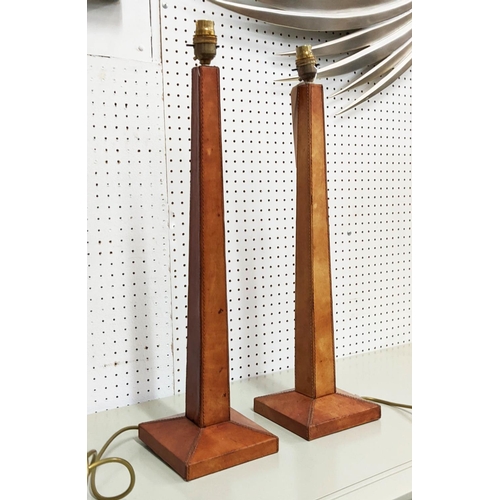 477 - TABLE LAMPS, a pair, 60cm H, leathered finish. (2)