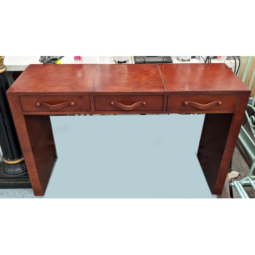 478 - MUFTI HAVANA LEATHER CONSOLE TABLE by Michael D'Souza, 122cm x 39cm x 77cm.