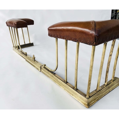 102 - ADJUSTABLE CLUB FENDER, early 20th century with studded mid brown leather seat pads on adjustable sh... 