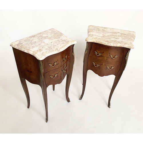 119 - TABLES DE NUIT, a pair French kingwood, satinwood foliate marquetry and gilt metal mounted with two ... 