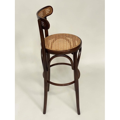 169 - BAR STOOLS, a pair bentwood and panelled. (2)