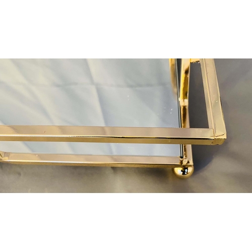 373 - COCKTAIL TRAYS, pair, 7cm H x 45cm W x 30cm D, mirrored glass and gilt metal.