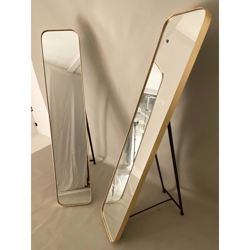 377 - DRESSING MIRRORS, pair, 145cm H x 31cm W, 1960s French style, gilt frames. (2)