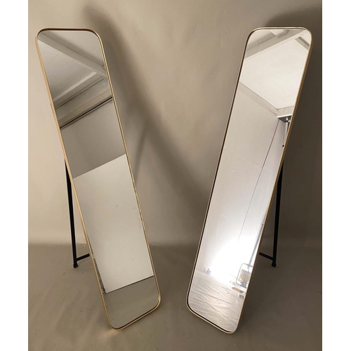 377 - DRESSING MIRRORS, pair, 145cm H x 31cm W, 1960s French style, gilt frames. (2)