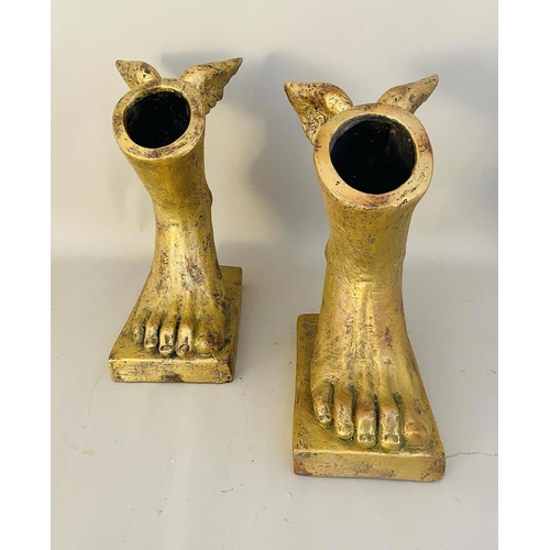 384 - THE FEET OF HERMES PLANTERS, pair, 30cm x 40cm x 18cm, gilt finish. (2)