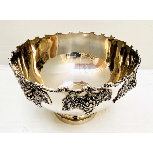 388 - CHAMPAGNE BATH, grape vine decoration, polished metal, 25cm H x 40cm D.