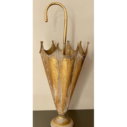 398 - UMBRELLA STANDS, pair, 75cm H x 30cm D, 1970s Italian style, gilt metal. (2)