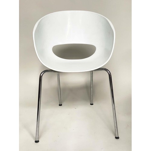 400 - SINTESSI HIREK ORBIT CHAIRS, a set of four white on chrome supports, 55cm W. (4)