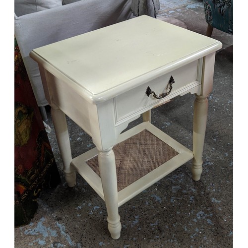 427 - CHEST, 113cm W x 52cm D x 86cm H, and small bedside, 50cm W x 50cm D x 65cm H. (2)