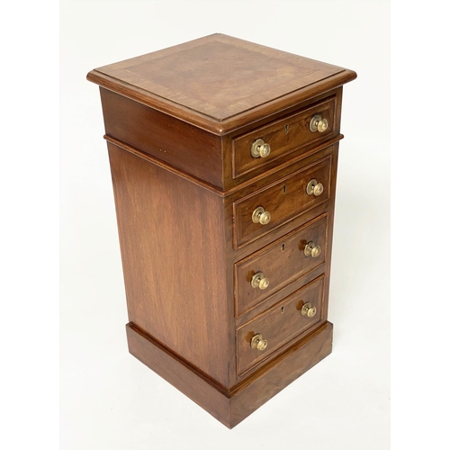 249 - BEDSIDE CHESTS, a pair, Victorian style burr walnut each with four drawers, 34cm x 35cm x 68cm H. (2... 