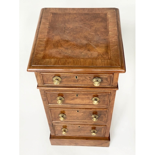 249 - BEDSIDE CHESTS, a pair, Victorian style burr walnut each with four drawers, 34cm x 35cm x 68cm H. (2... 