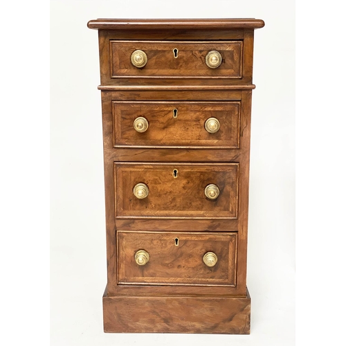 249 - BEDSIDE CHESTS, a pair, Victorian style burr walnut each with four drawers, 34cm x 35cm x 68cm H. (2... 