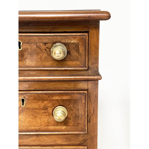 249 - BEDSIDE CHESTS, a pair, Victorian style burr walnut each with four drawers, 34cm x 35cm x 68cm H. (2... 