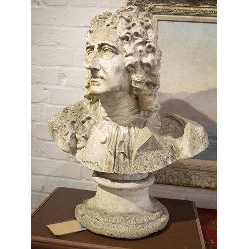 259 - BUST OF A GENTLEMAN, composite stone, 61cm H.