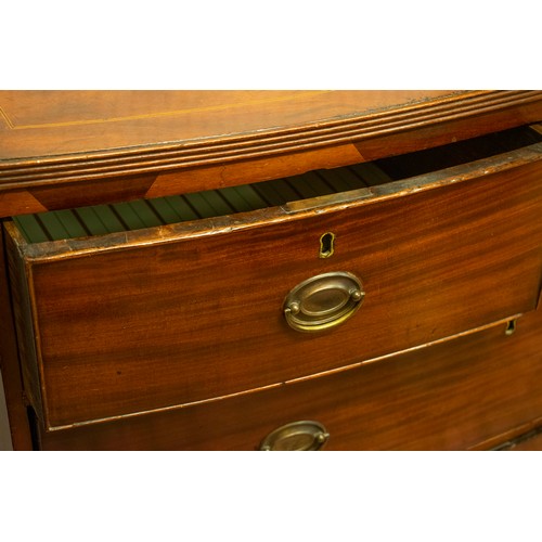 294 - BOWFRONT CHEST, 89cm W x 82cm H x 45cm D Regency mahogany string inlaid with two short above two lon... 