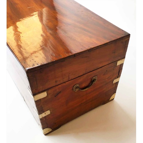 282 - TRUNK, 19th century camphor wood and brass bound with rising lid and carrying handles, 41cm H x 94cm... 