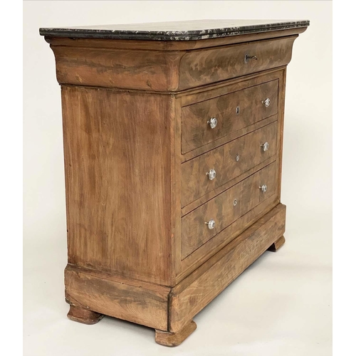 125 - COMMODE, 19th century French Louis Philippe mahogany of small proportions with four long drawers and... 