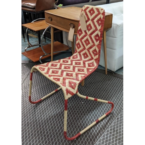 445 - CONRAN CHAIR, 48cm W x 92cm H, graphic woven seat and back.