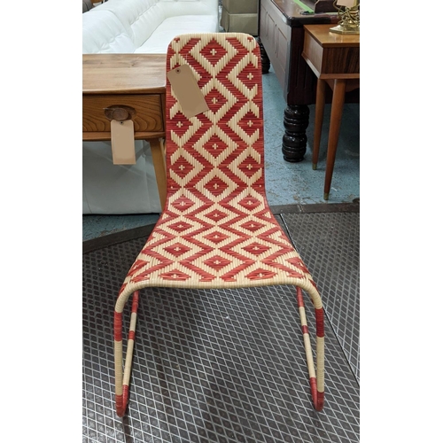 445 - CONRAN CHAIR, 48cm W x 92cm H, graphic woven seat and back.