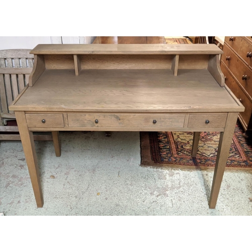 446 - OKA WRITING DESK, 125cm W x 64cm D x 98cm H, with pull out side leaves and small side table to match... 