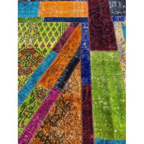 81 - VINTAGE UNION JACK PATCHWORK RUG, 245cm x 155cm.