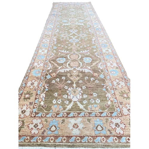 82 - FEREGHAN DESIGN CORRIDOR CARPET, 419cm x 123cm.