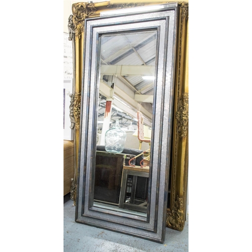 289 - ANDREW MARTIN WALL MIRROR, 215cm x 97cm, large metal clad frame.