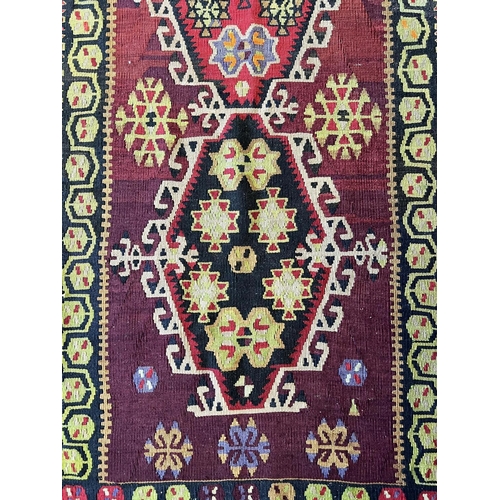 128 - KILIM RUNNER, 320cm x 78cm.