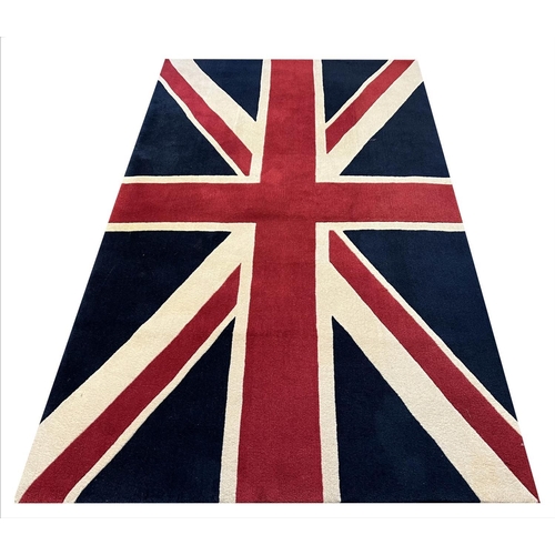 130 - UNION JACK RUG, 250cm x 152cm, hand knotted wool, purchased from ABC carpets.