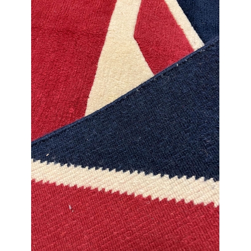 130 - UNION JACK RUG, 250cm x 152cm, hand knotted wool, purchased from ABC carpets.