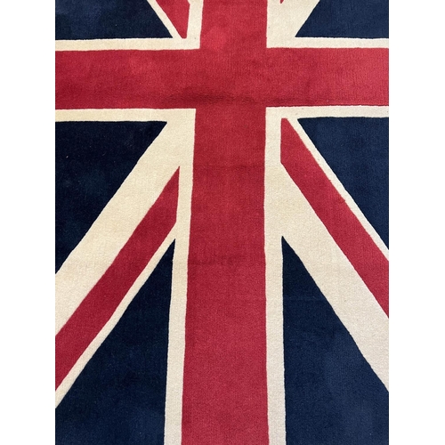 130 - UNION JACK RUG, 250cm x 152cm, hand knotted wool, purchased from ABC carpets.