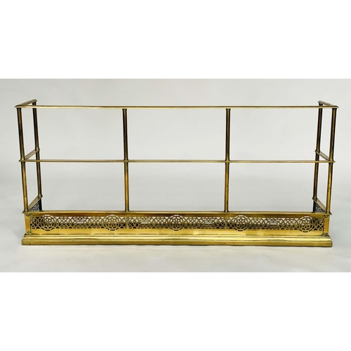 244 - FENDER, 59cm H x 129cm W x 28cm D, George III period brass with pierced fretwork detail and polished... 