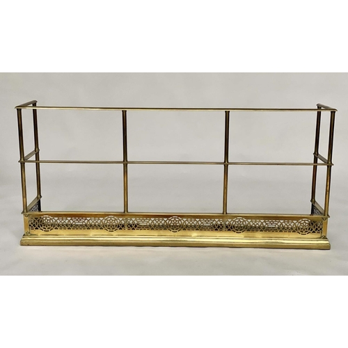 244 - FENDER, 59cm H x 129cm W x 28cm D, George III period brass with pierced fretwork detail and polished... 